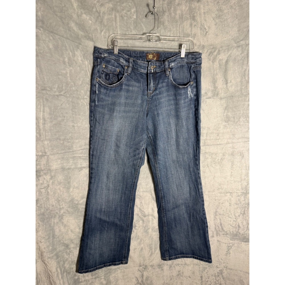 Z. Cavaricci Womens Size 14 Bootcut‎ Jeans Medium Wash Stretch Denim Blue 34x29